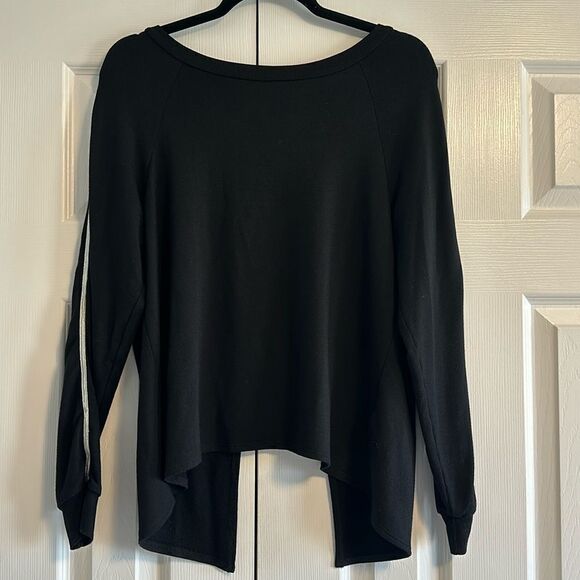 Heroine Sport Black Open Back Sweatshirt with Silver Arm Stripe - Picture 1 of 8